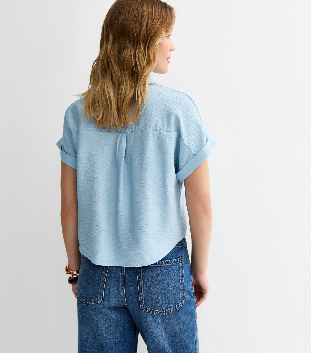 New Look Women's Blue Collared V Neck Short Shirt New Look - 4