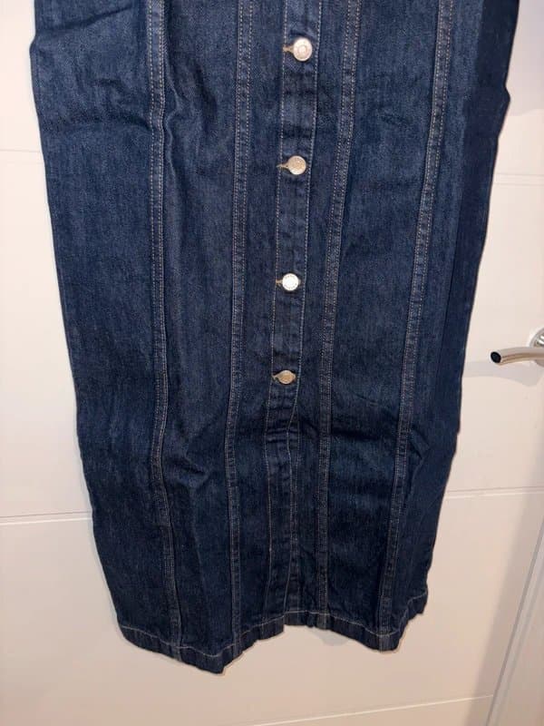 ASOS Design Asos Blue Denim Long Sleeve Midaxi Denim Dress Size 8 Stylish Collar Smart Funky