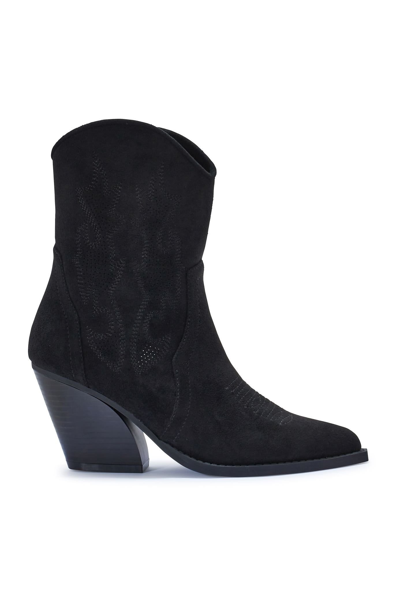 Truffle Collection Truffle Collection Women's Calf Boots Pointed Toe Zip Fastening Microfibre Block Heel Shoes in Black - 4