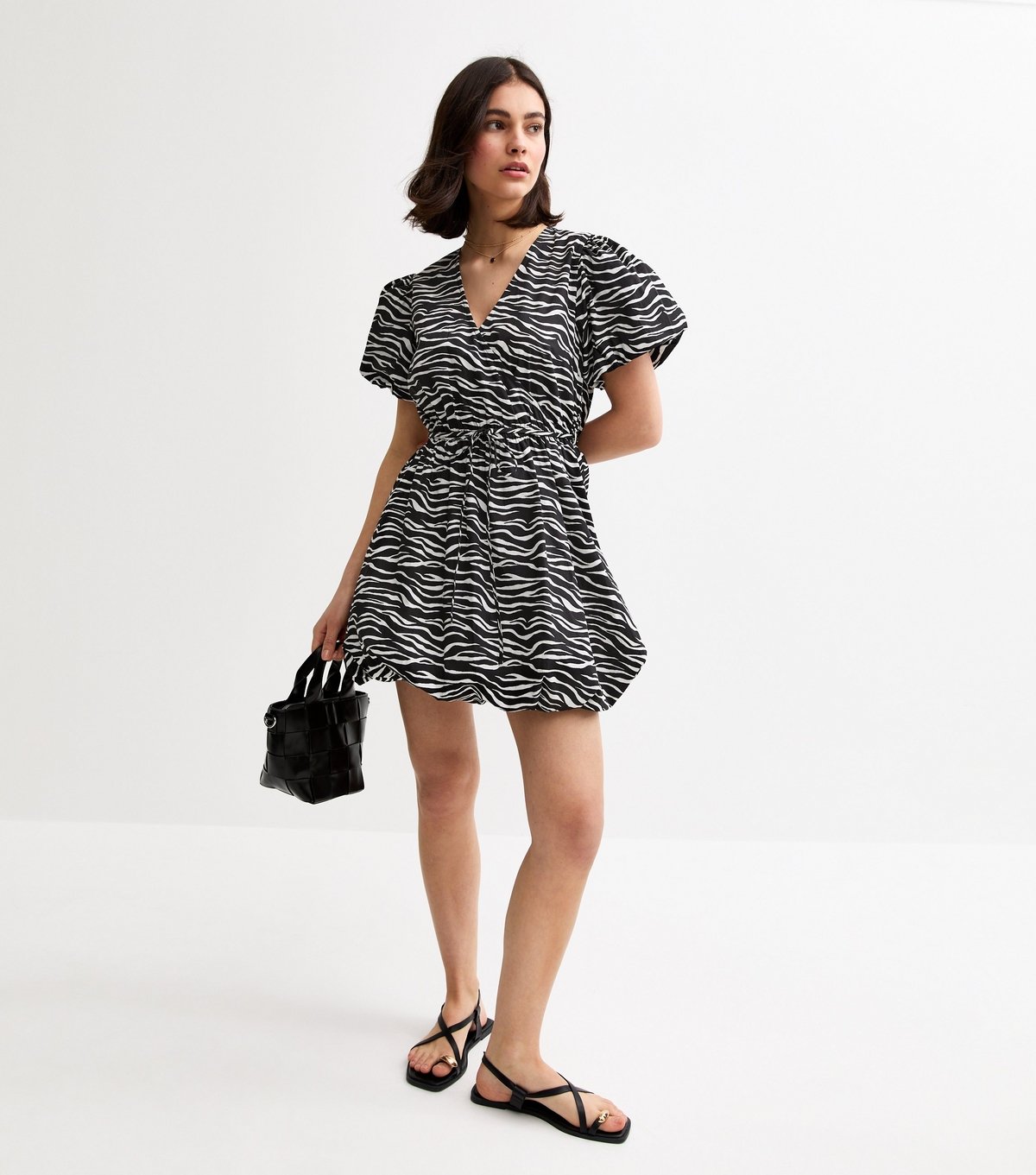 New Look Women's Black Zebra Print Puffball Hem Mini Dress New Look - 2