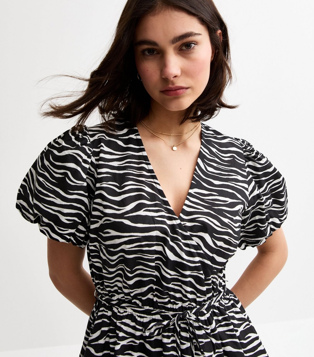 New Look Women's Black Zebra Print Puffball Hem Mini Dress New Look - 3