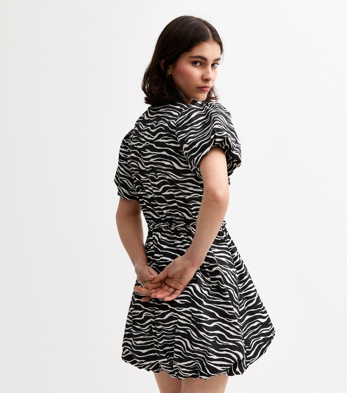 New Look Women's Black Zebra Print Puffball Hem Mini Dress New Look - 4