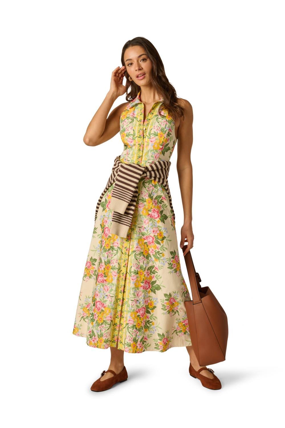 Adrianna by Adrianna Papell Adrianna by Adrianna Papell Women's Printed Cotton Maxi Dress in Yellow - 3