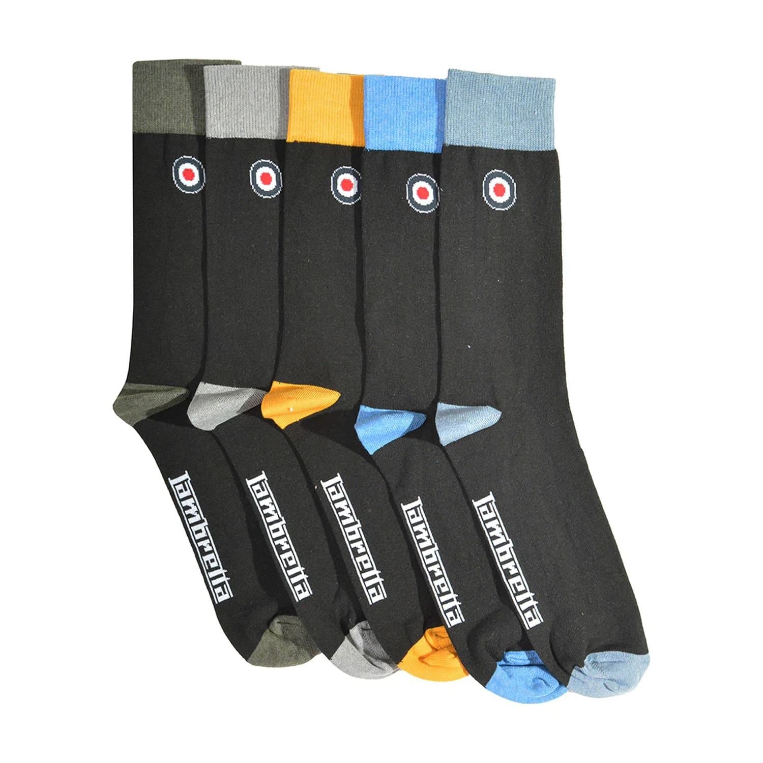 Lambretta Lambretta Men's Contrast Socks (Pack of 5) in Black