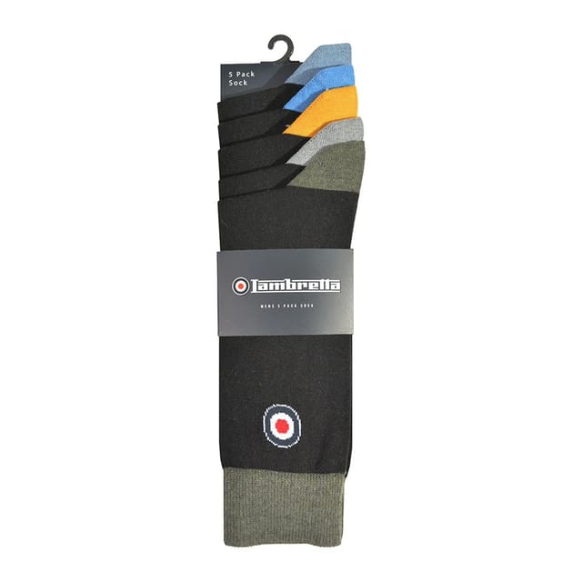 Lambretta Lambretta Men's Contrast Socks (Pack of 5) in Black - 2