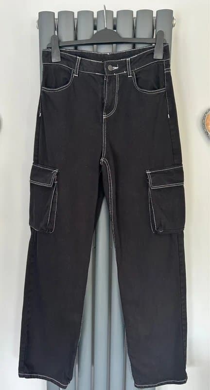Bershka Bershka Black Denim Cargo Jeans