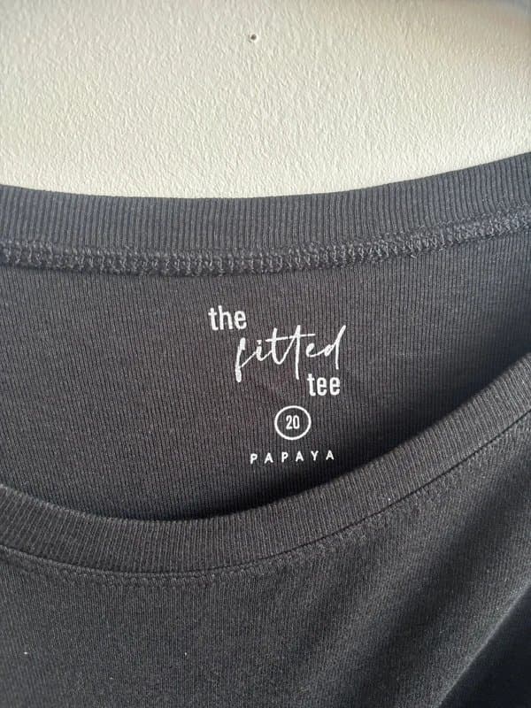 Papaya Matalan Papaya Black Long Sleeve 100% Cotton Fitted Tee Size 20