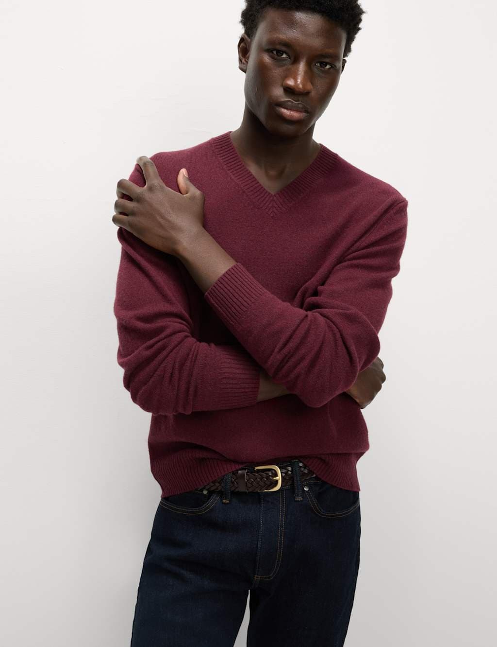 Marks & Spencer M&S Pure Lambswool V-Neck Jumper Cedar