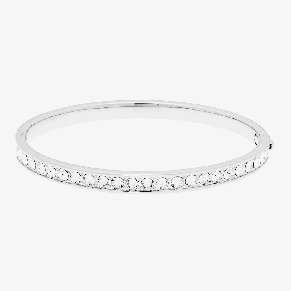 Ted Baker Ted Baker Women's CLEMARA Silver Finish Hinged Crystal Bangle TBJ1567-01-02