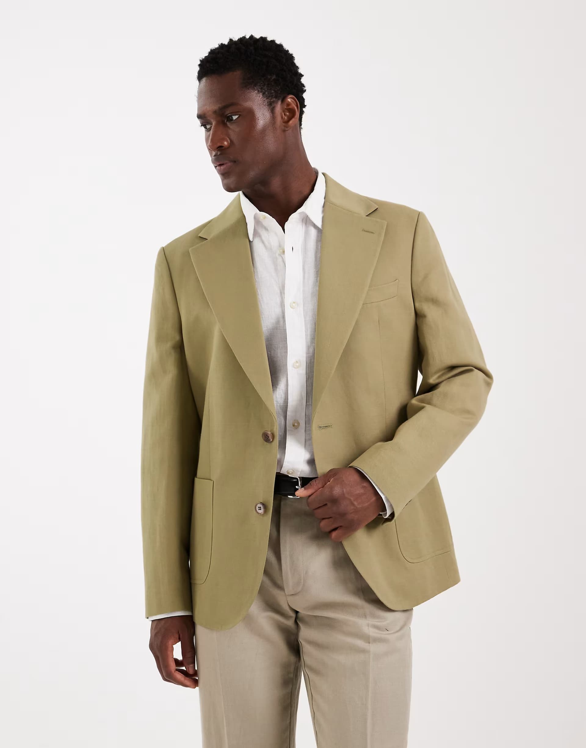 ASOS ASOS DESIGN mix & match linen rich slim suit jacket in olive