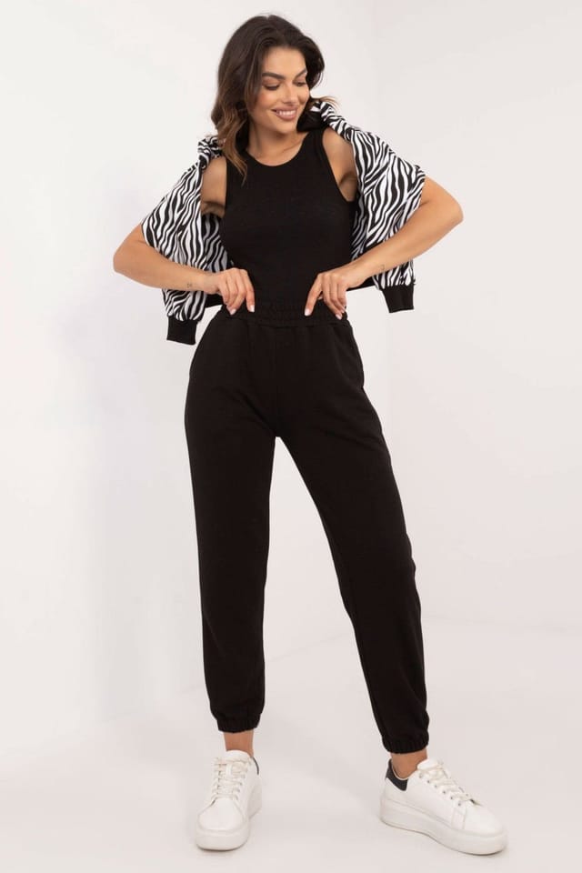 Love Lace Love Lace Women's 3 Piece Casual Heart Neck Animal Set in Black - 2