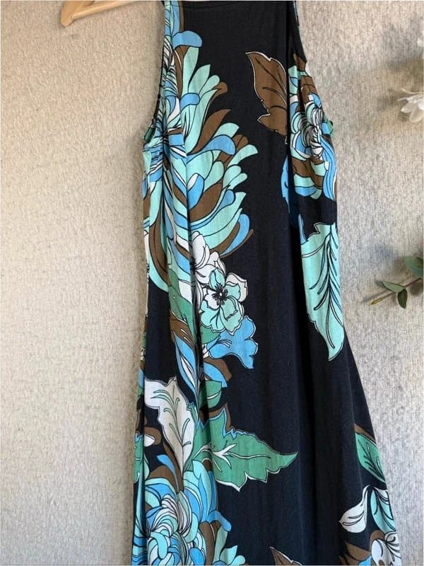 Miss Selfridge Miss Selfridge Black Blue Floral Maxi Dress UK 12 Summer Boho Occasion