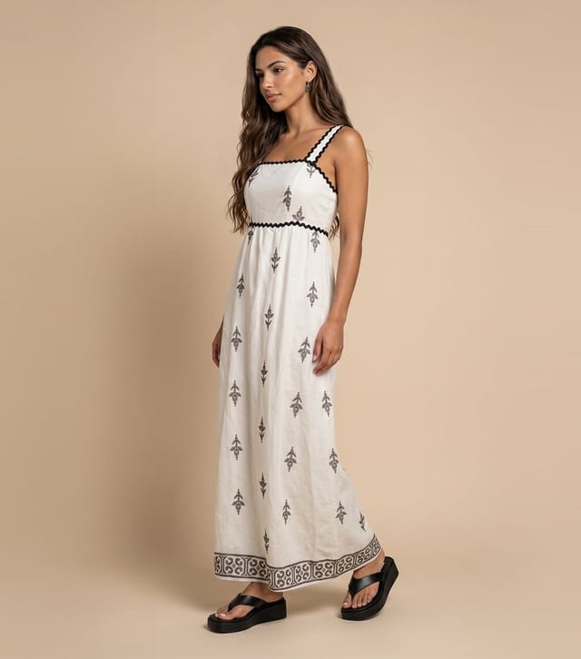 Urban Bliss Women's Cream Embroidered Contrast Trim Dress Urban Bliss New Look - 2