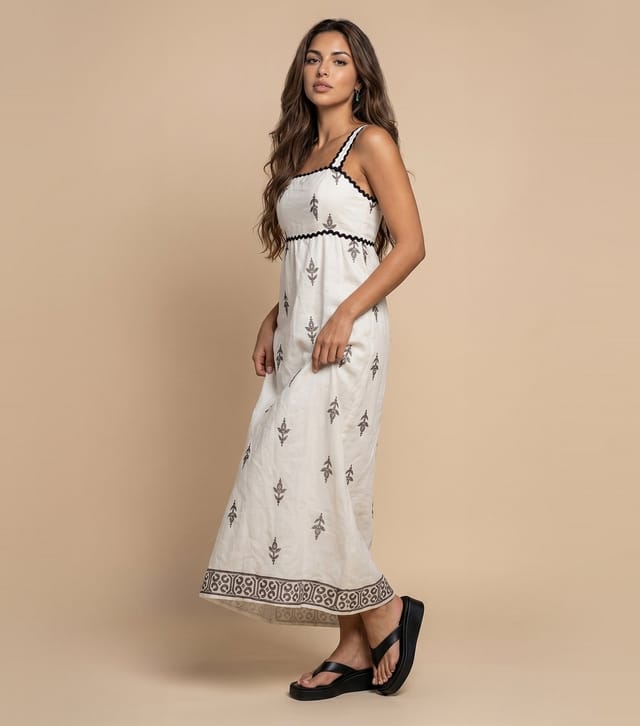 Urban Bliss Women's Cream Embroidered Contrast Trim Dress Urban Bliss New Look - 3