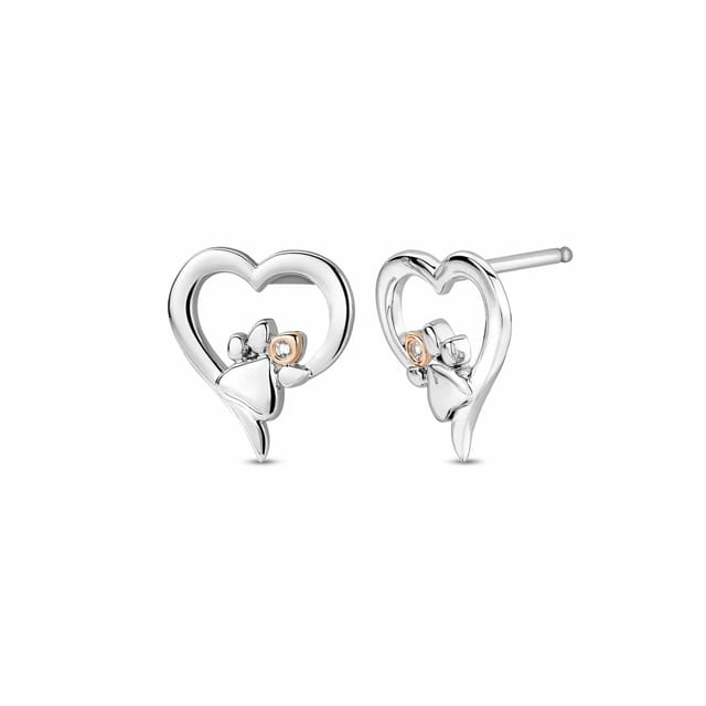 Clogau Clogau Women's Paw Prints Sterling Silver Heart Stud Earrings with Topaz in Metallics - 2