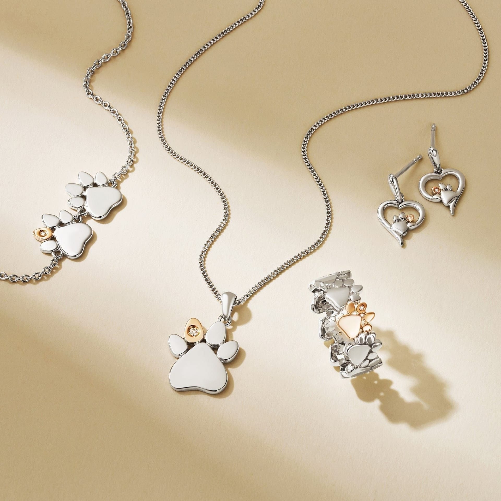 Clogau Clogau Women's Paw Prints Sterling Silver Heart Stud Earrings with Topaz in Metallics - 4