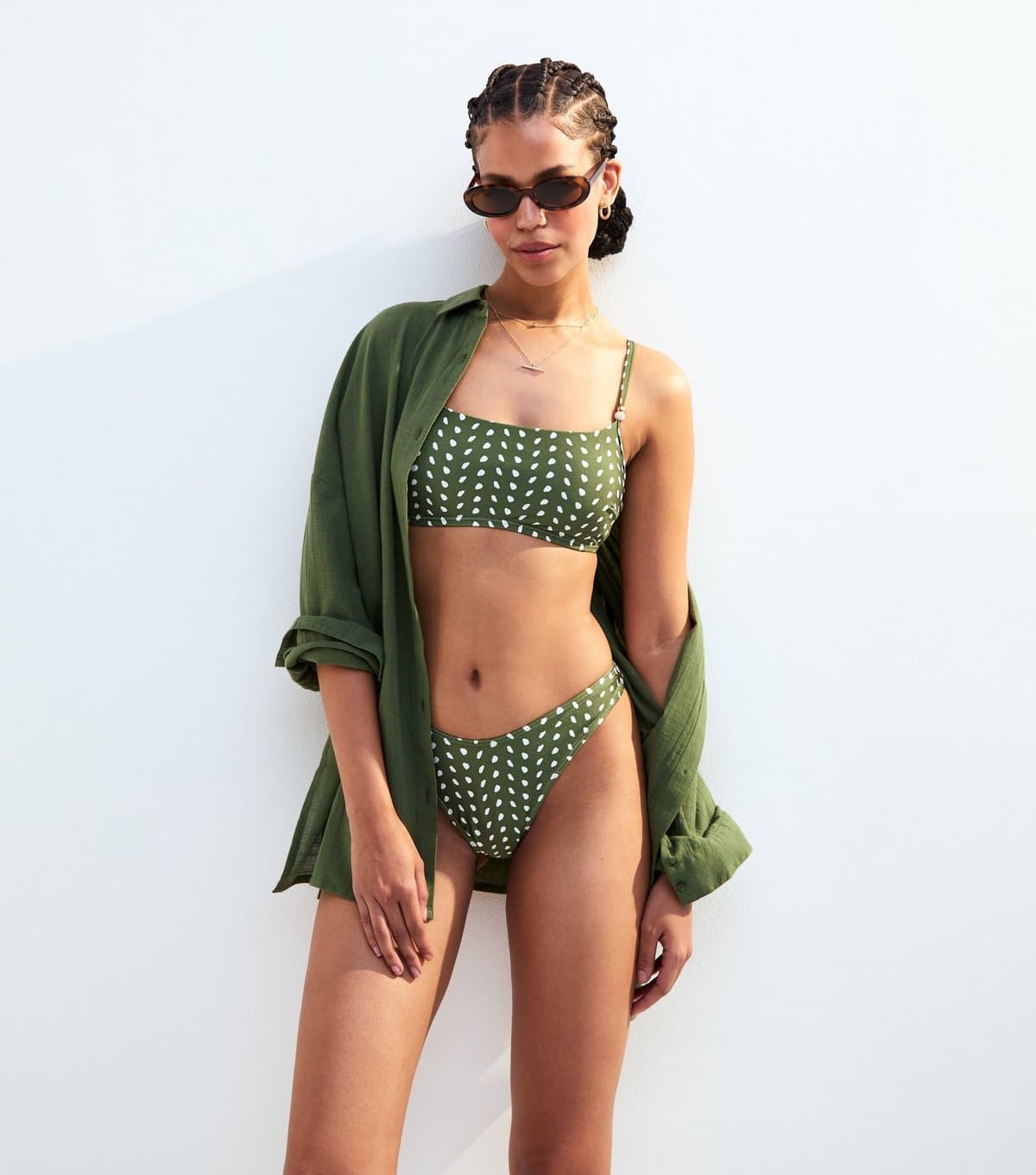 New Look New Look Green Polka Dot Bikini Bottoms