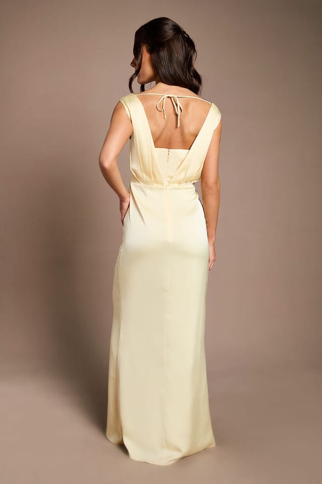Coast Coast Women's Honoured Ruched Waist Detail Satin Bridesmaid Dress in Lemon - 3