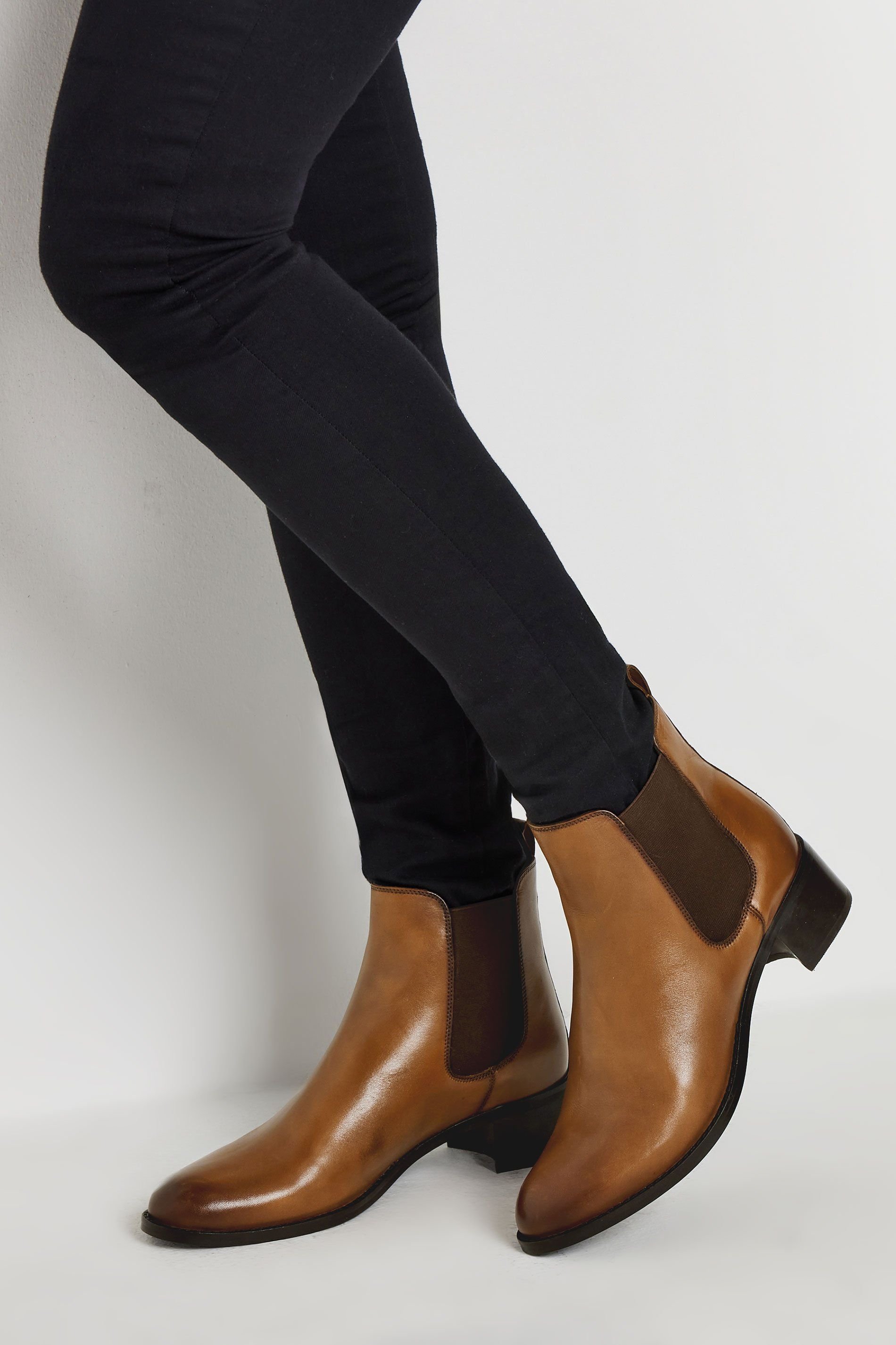 Long Tall Sally Long Tall Sally Women's Leather Chelsea Boots in Brown - 1