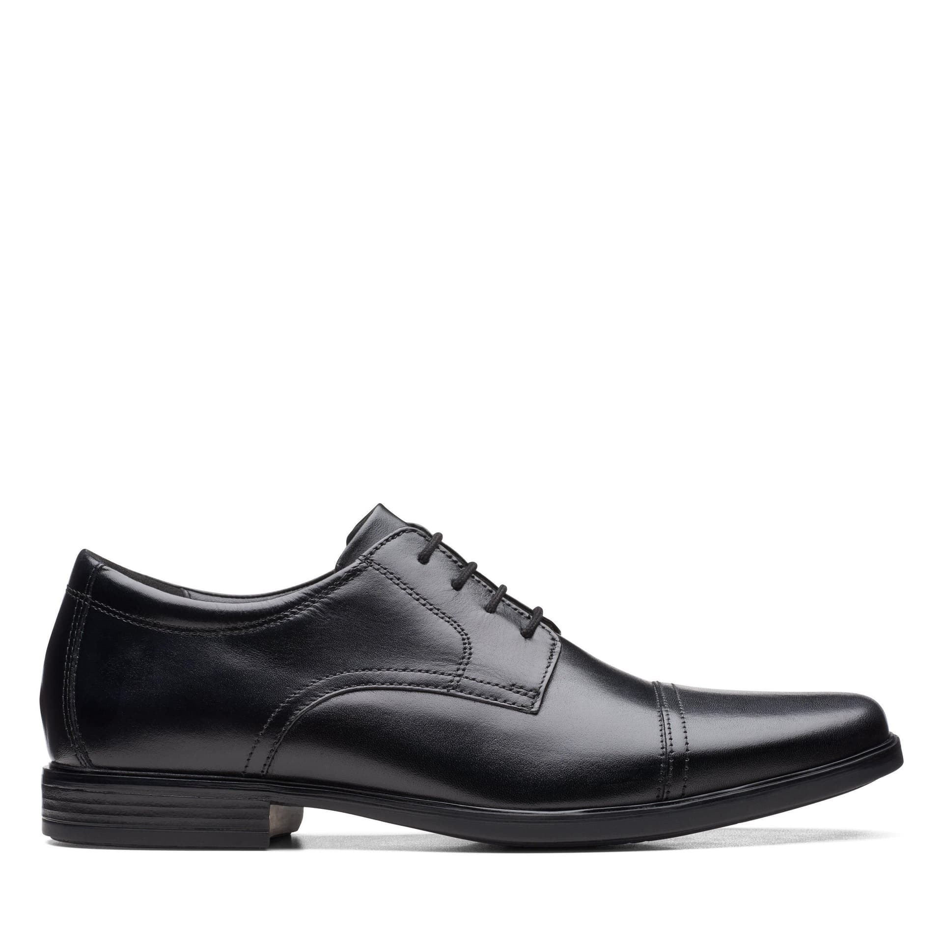 Clarks Clarks Men's Howard Cap Black Leather Lace Up, Derby Shoes