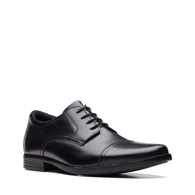 Clarks Clarks Men's Howard Cap Black Leather Lace Up, Derby Shoes - 2