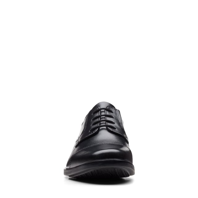 Clarks Clarks Men's Howard Cap Black Leather Lace Up, Derby Shoes - 3