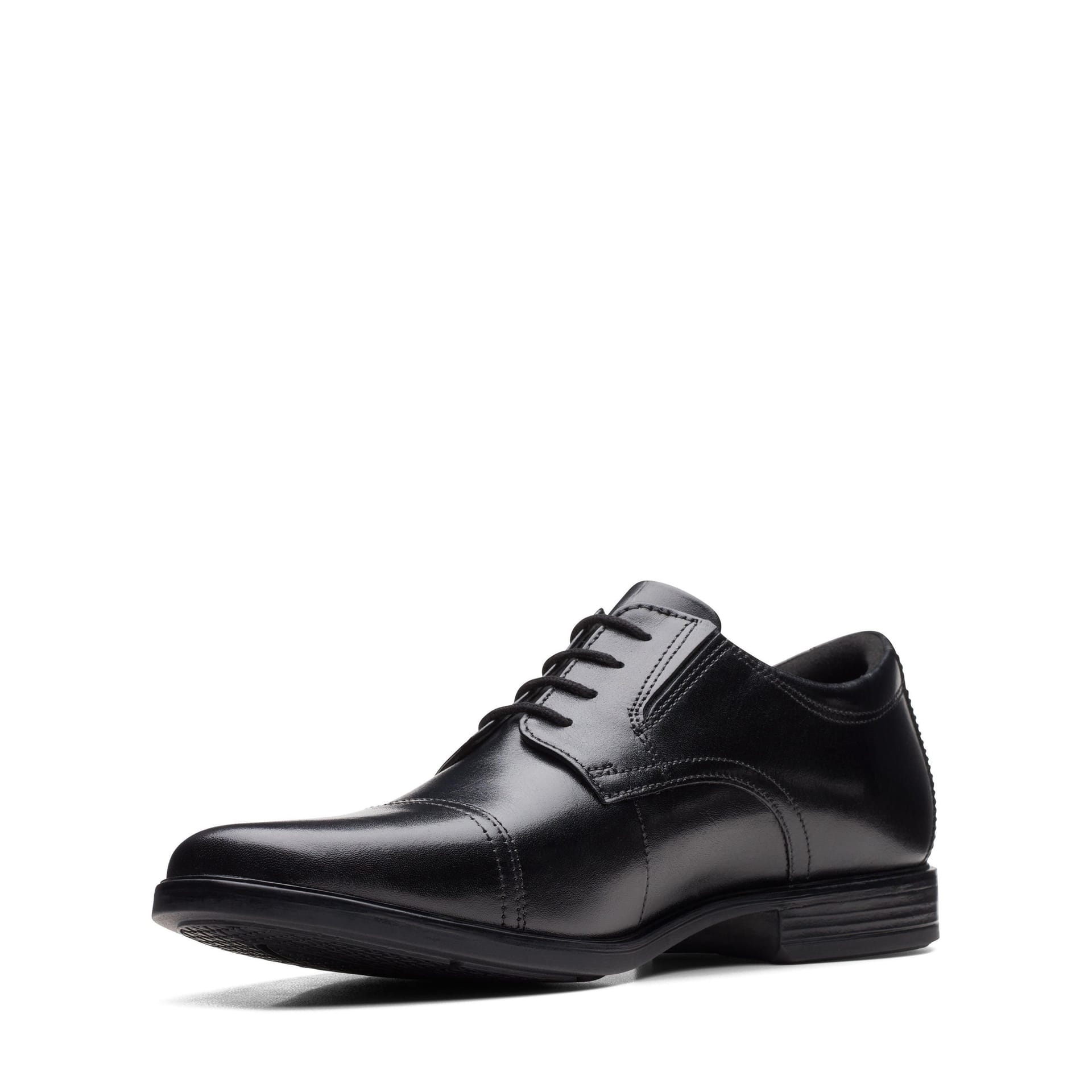 Clarks Clarks Men's Howard Cap Black Leather Lace Up, Derby Shoes - 4