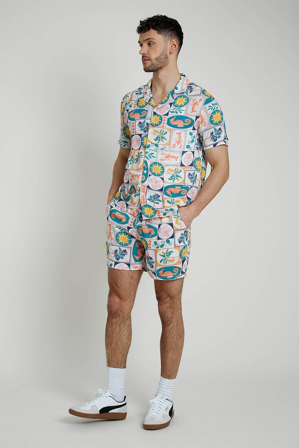 Native Youth Native Youth Men's Short Sleeve Lightweight Postcard Relaxed Shirt in Off-White - 4