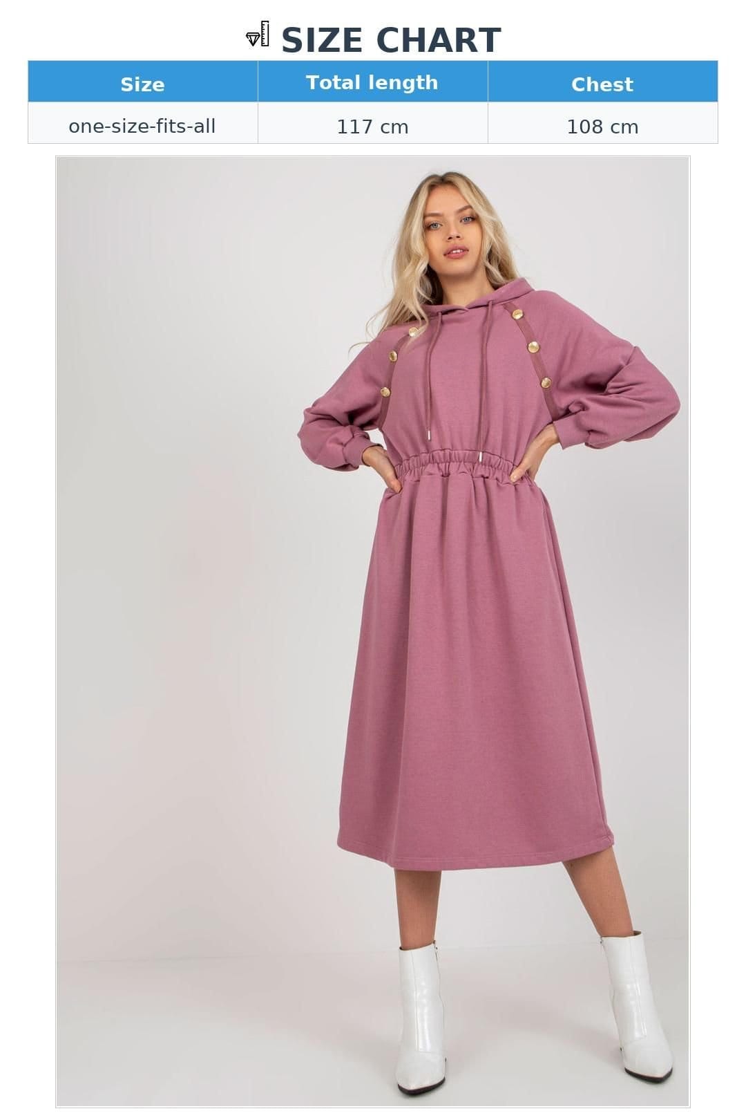 Love Lace Love Lace Women's Everyday Hooded Sweatshirt Dress Elastic Waist in Pink - 4