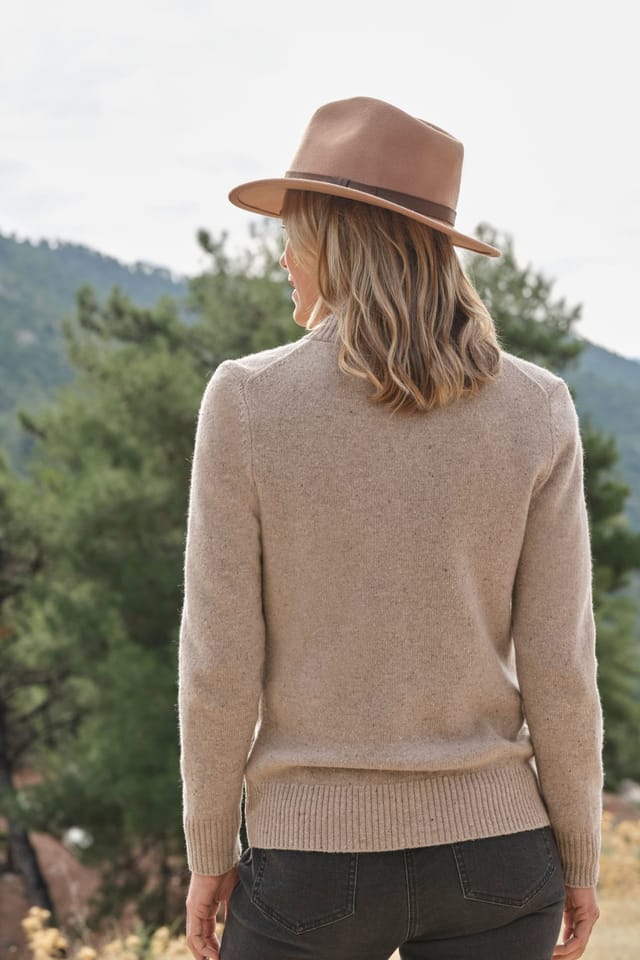 WoolOvers WoolOvers Women's 100% Wool Fitted Zip Thru Cardigan in Beige - 3