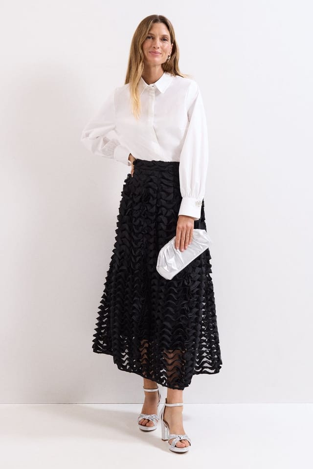 Phase Eight Phase Eight Women's Talis Textured Skirt in Black - 3