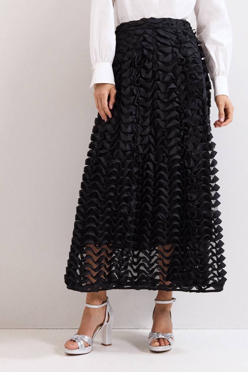 Phase Eight Phase Eight Women's Talis Textured Skirt in Black - 4