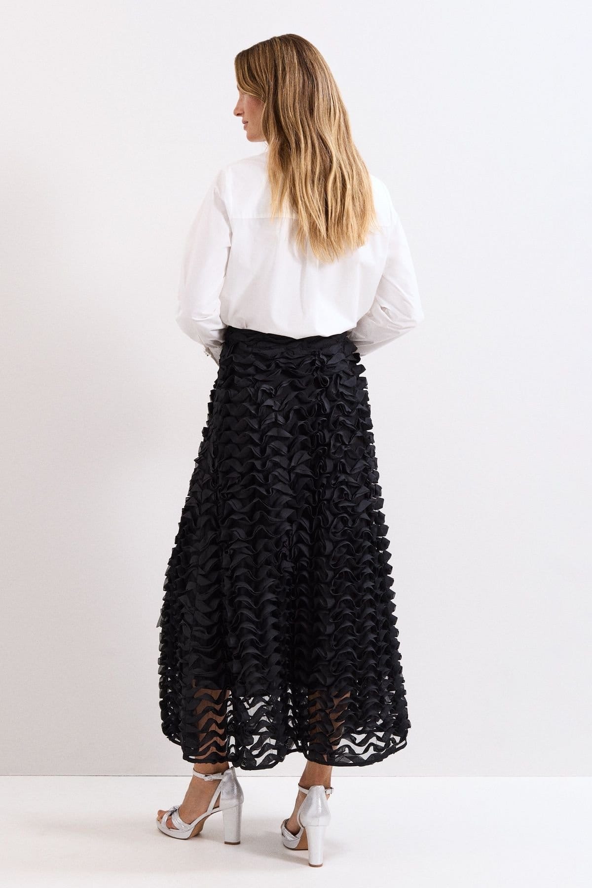 Phase Eight Phase Eight Women's Talis Textured Skirt in Black - 4