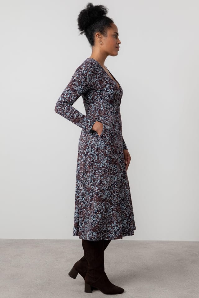 Lily & Me Lily & Me Women's Rosewrap Floral print Crossover Wrap Dress with Empire line at bust in Chocolate - 3
