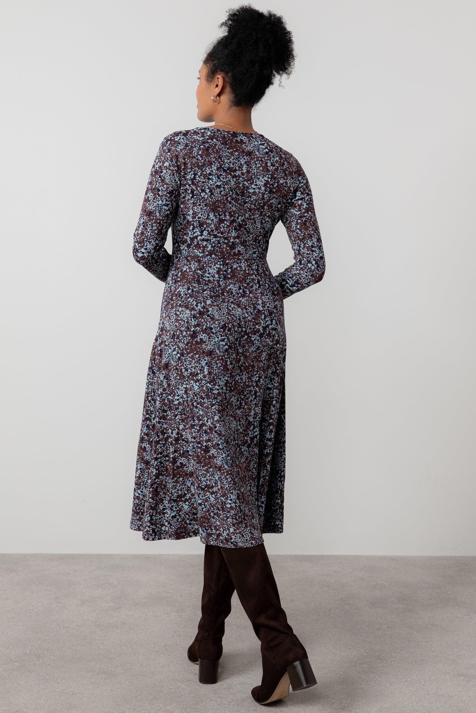Lily & Me Lily & Me Women's Rosewrap Floral print Crossover Wrap Dress with Empire line at bust in Chocolate - 4