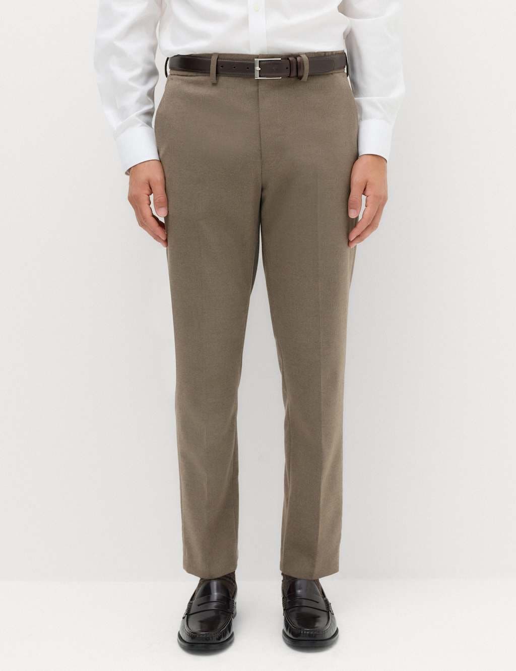 Marks & Spencer M&S Tailored Fit Flannel Smart Trousers Mole