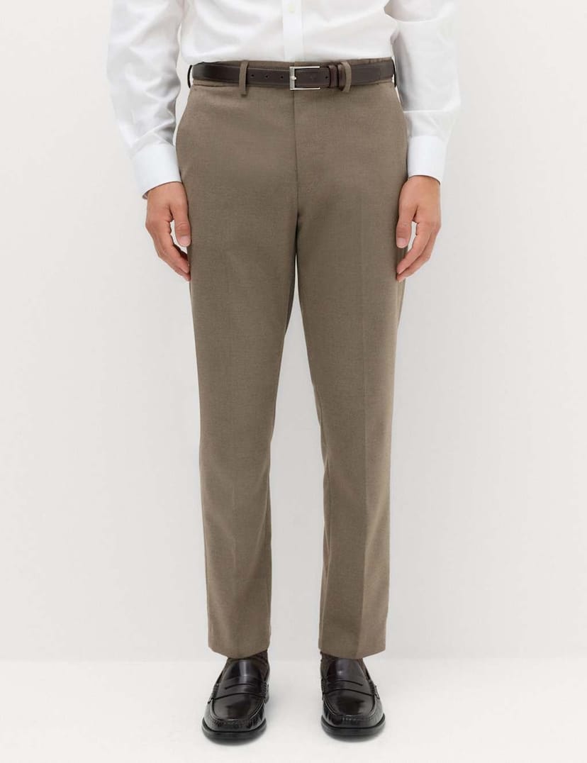 Marks & Spencer M&S Tailored Fit Flannel Smart Trousers Mole - 1