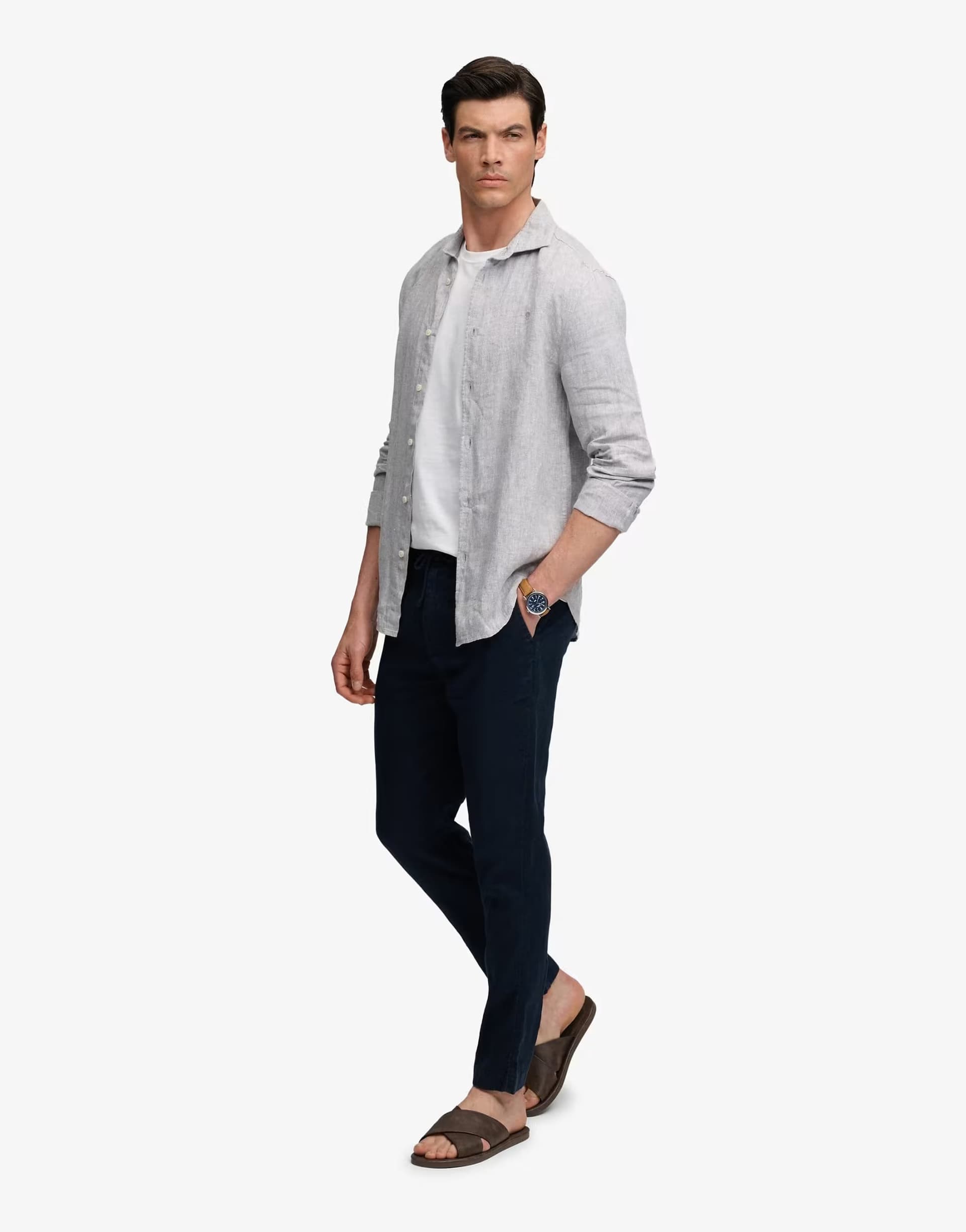 ASOS Superdry Merchant linen pants in eclipse navy