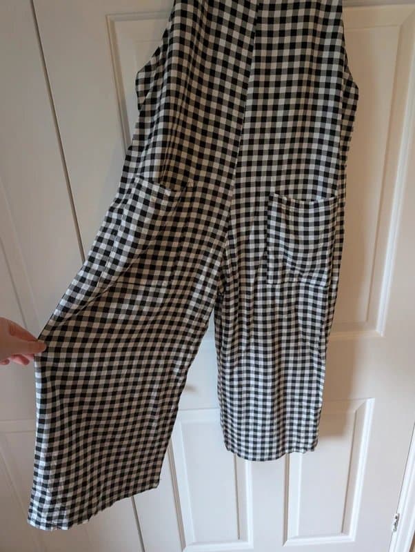 New Look Black and white check dungarees/jumpsuit - Size 12