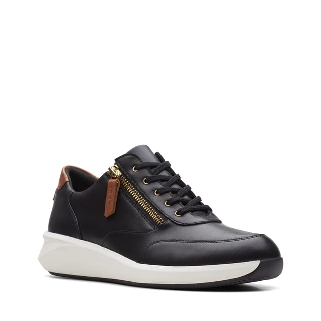 Clarks Clarks Women's Un Rio Zip Black Leather Trainers - 2