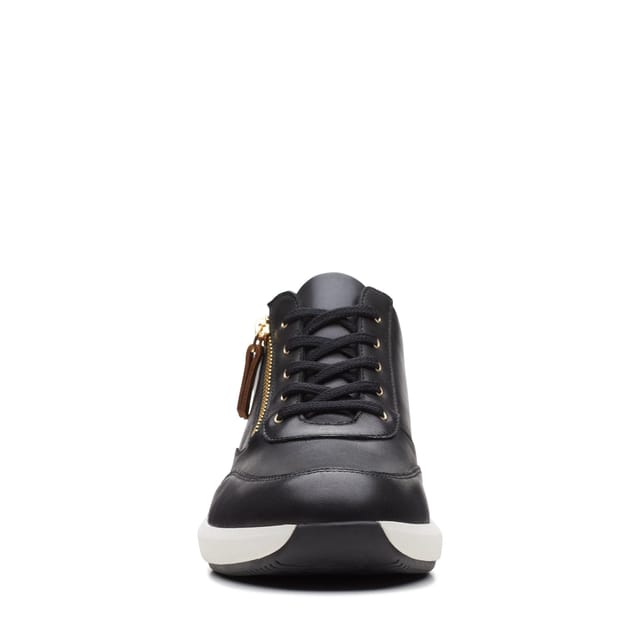 Clarks Clarks Women's Un Rio Zip Black Leather Trainers - 3