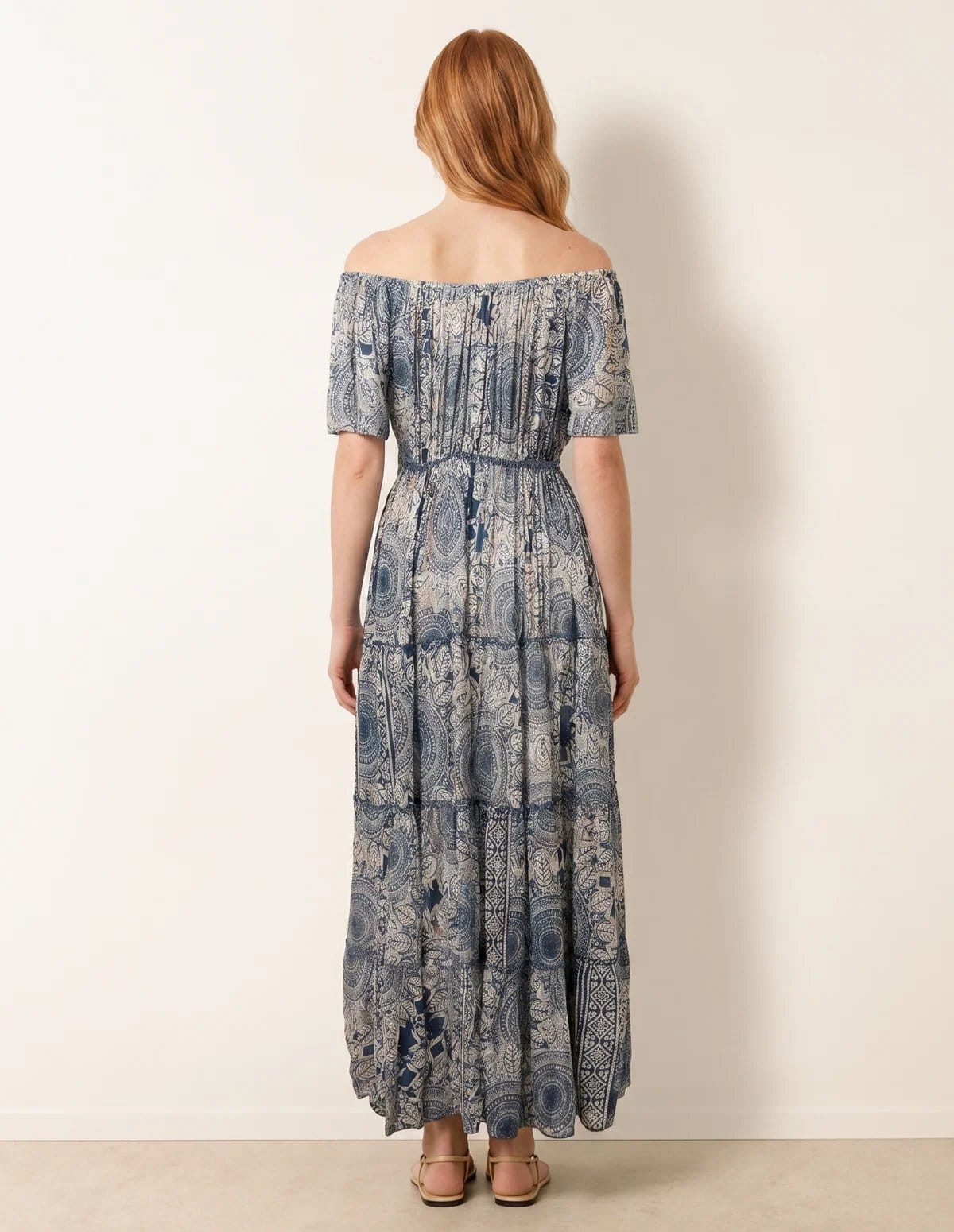 Blue Vanilla Tie Front Bardot Maxi Dress - 4