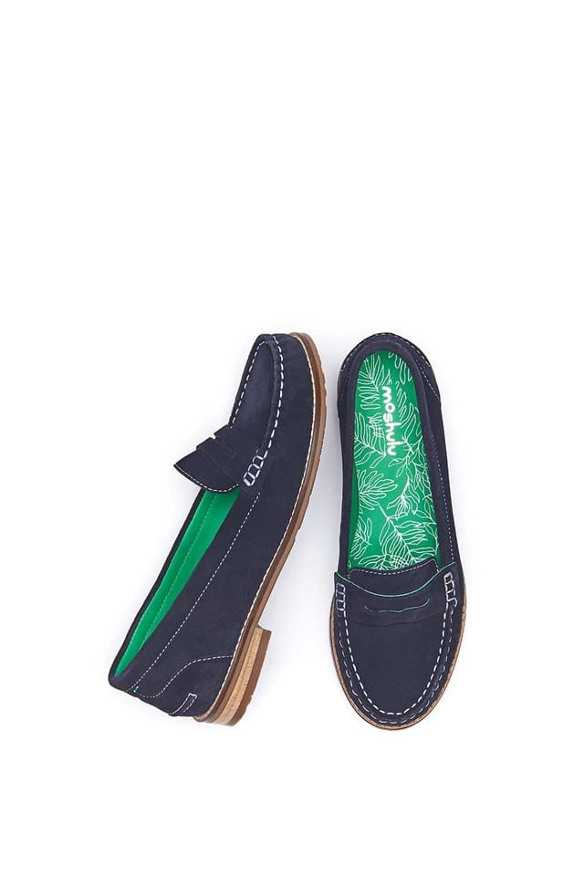 Moshulu Moshulu Women's 'Petrel Suede' Suede Loafers in Indigo - 2