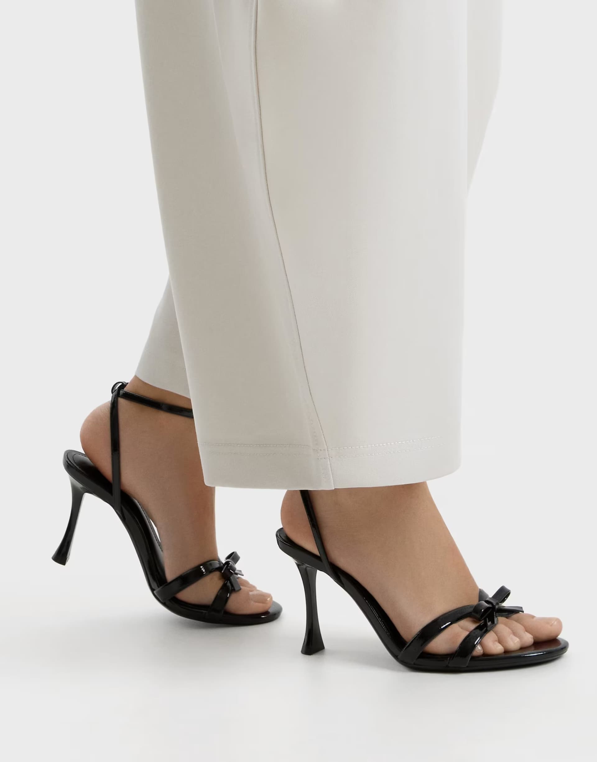 ASOS Bershka Bow heeled sandals in black