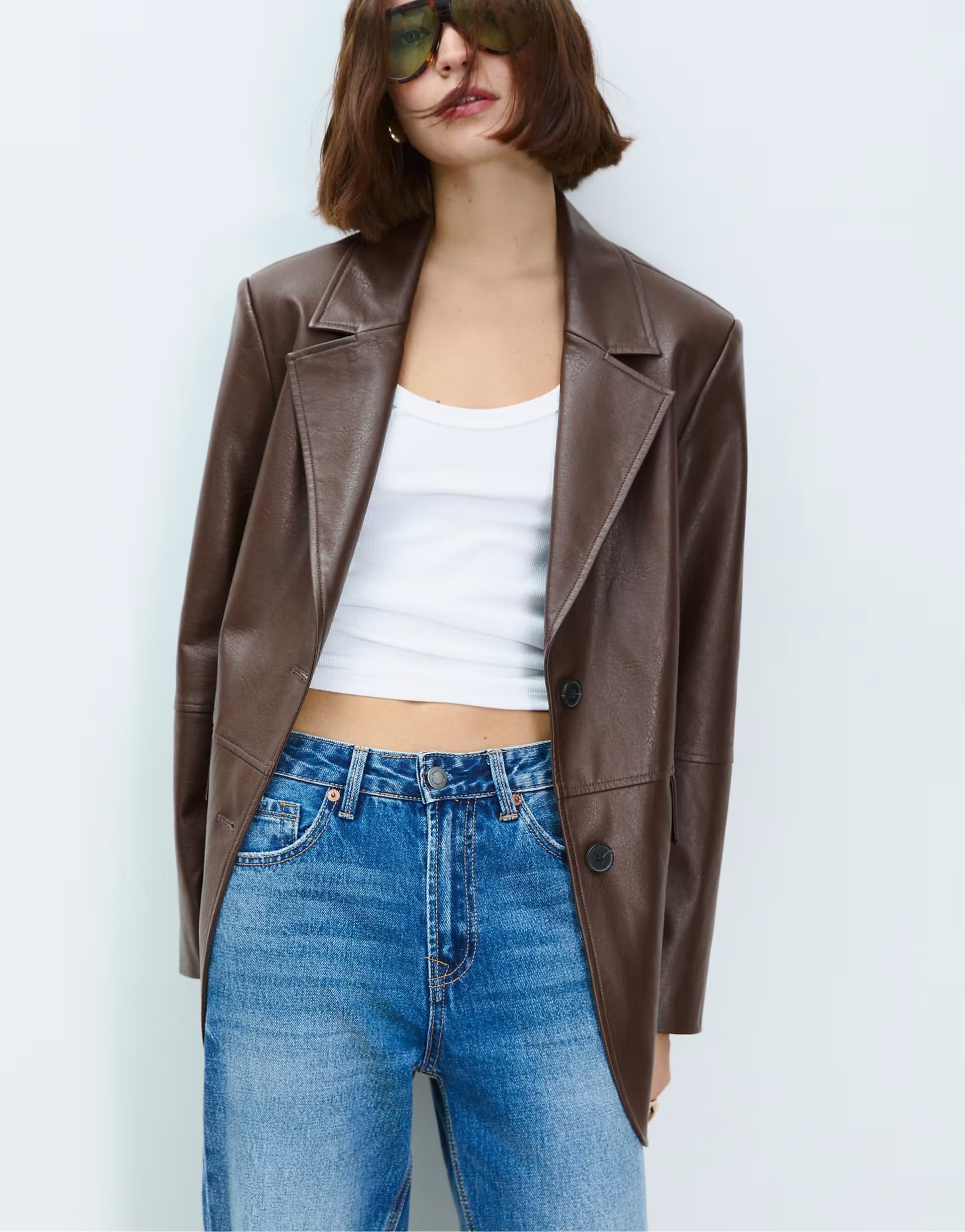 ASOS ASOS Brown Faux Leather Blazer