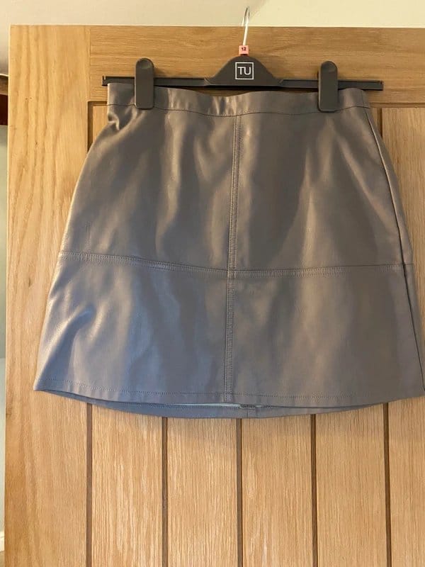New Look Taupe Leather Look Skirt