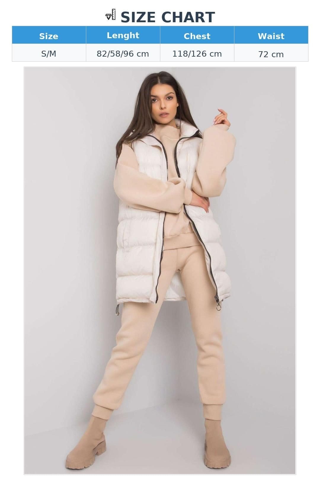 Love Lace Love Lace Women's Down Vest Sweatshirt Sweatpants Set Style 160806 in Beige - 4