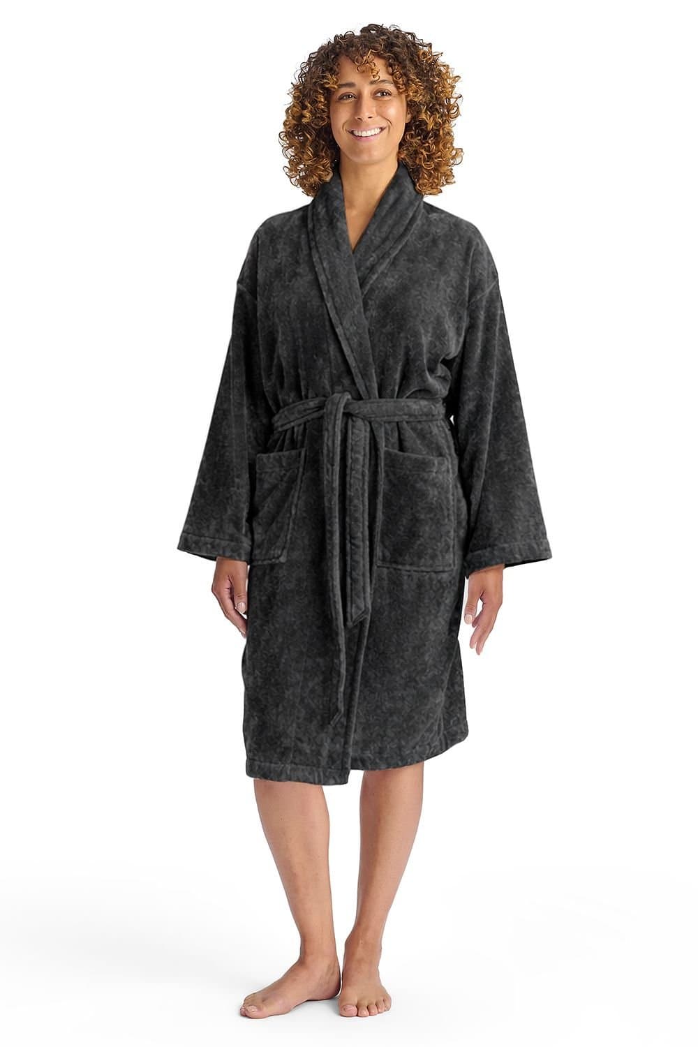 Christy Christy Women's 'Supreme Velour' Dark Grey Bath Robe
