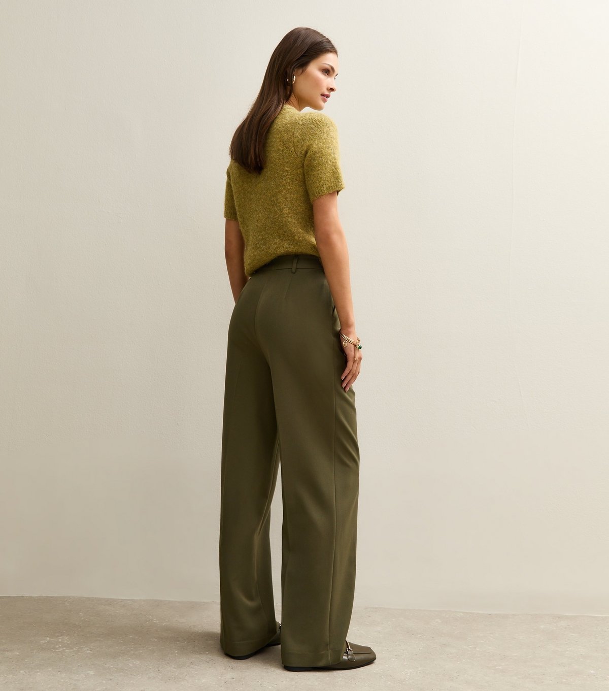 New Look Women's Tall Khaki Pleated Wide Leg Trousers New Look - 4