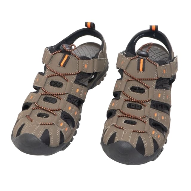 PDQ PDQ Men's Toggle & Touch Fastening Synthetic Nubuck Trail Sandals in Taupe - 3